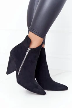 Damskie Boto Asymetryczne Botki Na Obcasie Lu Boo Czarne