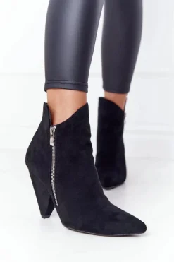 Damskie Boto Asymetryczne Botki Na Obcasie Lu Boo Czarne