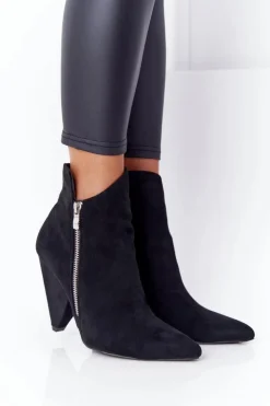 Damskie Boto Asymetryczne Botki Na Obcasie Lu Boo Czarne