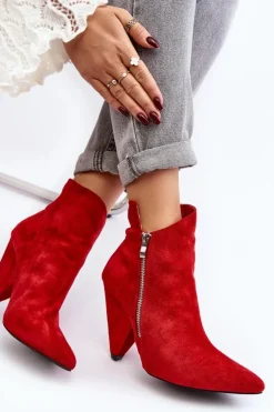 Discount Boto Asymetryczne Botki Na Obcasie Lu Boo Czerwone