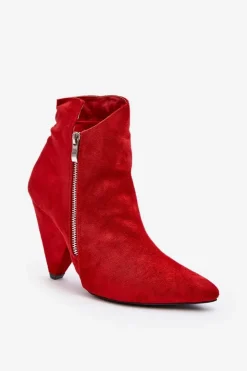 Discount Boto Asymetryczne Botki Na Obcasie Lu Boo Czerwone