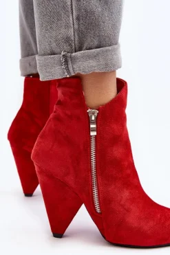 Discount Boto Asymetryczne Botki Na Obcasie Lu Boo Czerwone