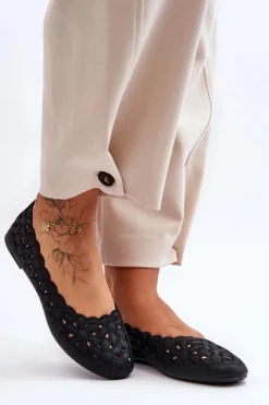 Evento Baleriny Klasyczne*Ażurowe Baleriny Damskie Czarne Visionary