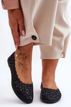 Evento Baleriny Klasyczne*Ażurowe Baleriny Damskie Czarne Visionary