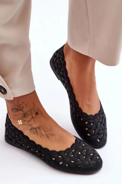 Evento Baleriny Klasyczne*Ażurowe Baleriny Damskie Czarne Visionary