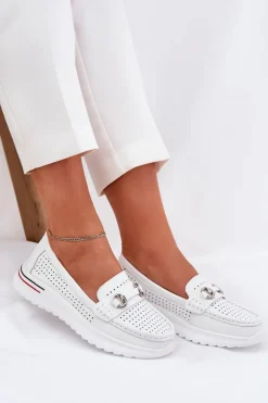 Damskie Buty damskie Vinceza Ażurowe Baleriny Z Naturalnej Skóry Vinceza 95331 Białe