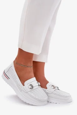 Damskie Buty damskie Vinceza Ażurowe Baleriny Z Naturalnej Skóry Vinceza 95331 Białe