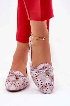 Boto Baleriny Skórzane|Baleriny Klasyczne*Ażurowe Baleriny Z Odkrytą Piętą Multikolor Navinnia Wielokolorowy