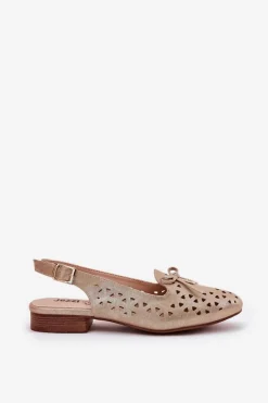 Damskie Boto Ażurowe Baleriny Z Odkrytą Piętą Złote Navinnia