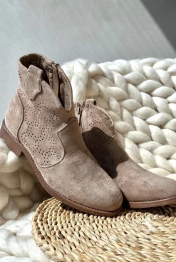 Damskie buty S.Barski Botki Wiosenne|Botki Ażurowe*Ażurowe Botki Damskie Na Płaskim Obcasie Beżowe S.Barski HY66-151