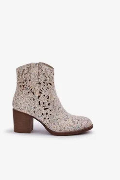 Damskie Boto Ażurowe Botki Na Słupkowym Obcasie Multikolor Nurissa