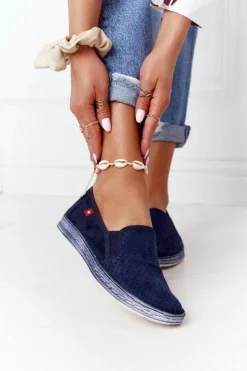 Damskie Big Star Shoes Ażurowe Espadryle Big Star HH276004 Granatowe