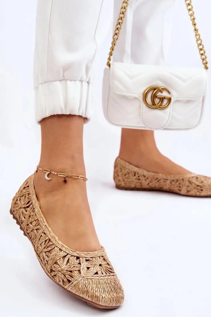 Damskie Boto Ażurowe Modne Baleriny Beżowe Thiago