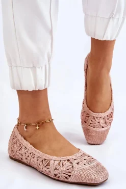 Best Boto Ażurowe Modne Baleriny Różowe Thiago
