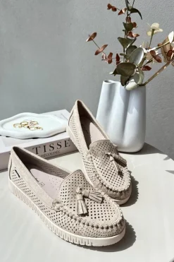 Boto Loafersy Damskie|Mokasyny Damskie Skórzane*Ażurowe Mokasyny Damskie Z Eko Zamszu Złote Tinami