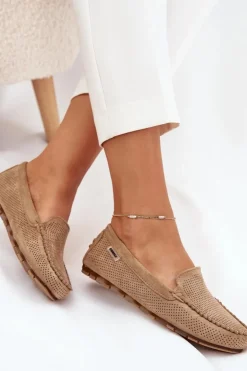 Online Boto Ażurowe Mokasyny Damskie Z Eko Zamszu Brązowe Amrutia