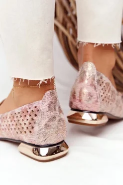 Damskie Buty damskie Vinceza Ażurowe Mokasyny Na Złotym Obcasie Vinceza 21-10602 Multikolor