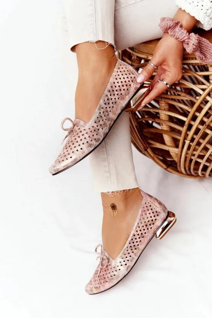 Damskie Buty damskie Vinceza Ażurowe Mokasyny Na Złotym Obcasie Vinceza 21-10602 Multikolor