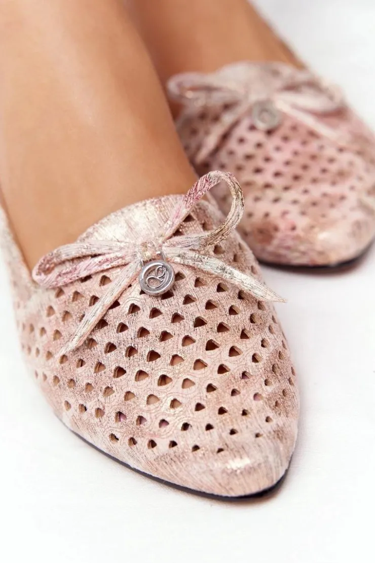 Damskie Buty damskie Vinceza Ażurowe Mokasyny Na Złotym Obcasie Vinceza 21-10602 Multikolor