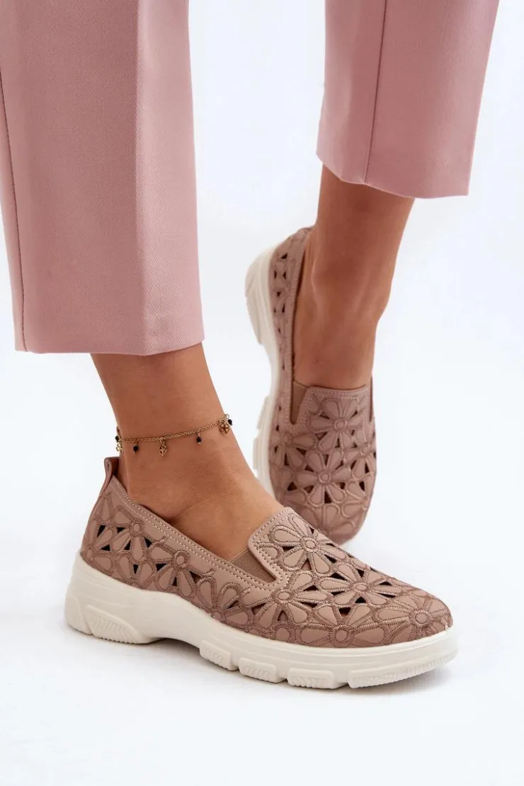 Evento Ażurowe Półbuty Damskie Różowe Emilei Różowy