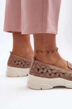 Evento Ażurowe Półbuty Damskie Różowe Emilei Różowy