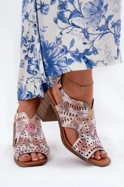 Clearance Boto Ażurowe Sandały Damskie Na Słupku Multikolor Tosine Wielokolorowy