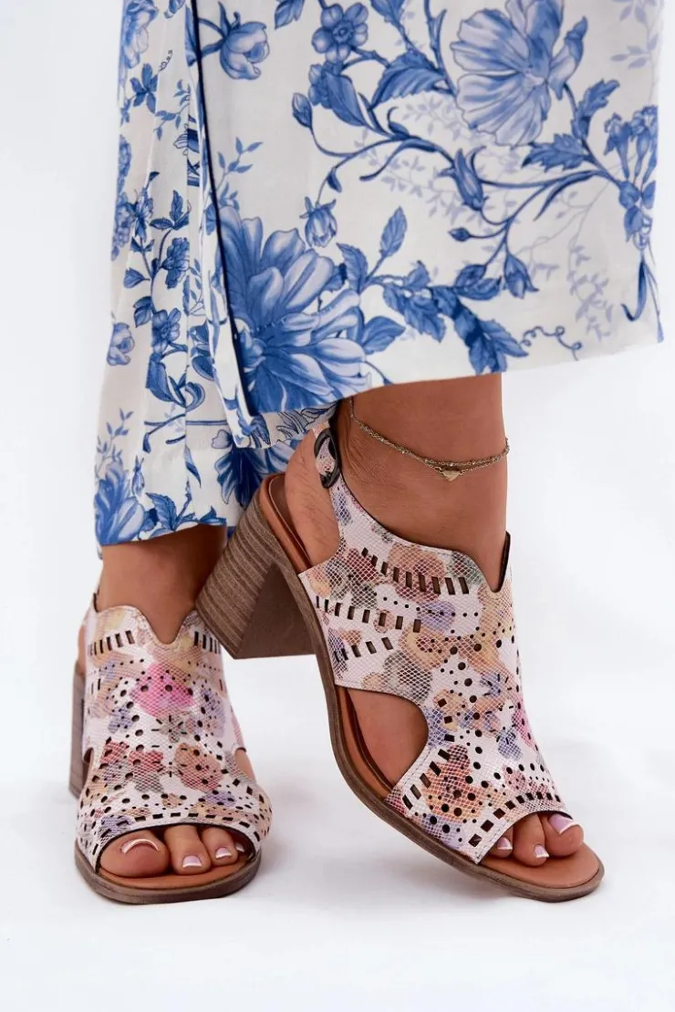 Clearance Boto Ażurowe Sandały Damskie Na Słupku Multikolor Tosine Wielokolorowy