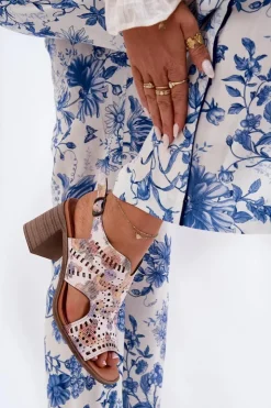 Clearance Boto Ażurowe Sandały Damskie Na Słupku Multikolor Tosine Wielokolorowy