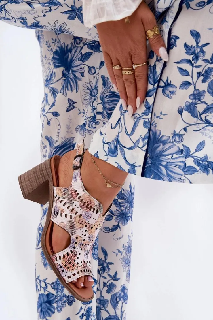 Clearance Boto Ażurowe Sandały Damskie Na Słupku Multikolor Tosine Wielokolorowy