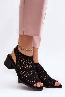 Boto Sandały Ażurowe|Sandały Na Obcasie*Ażurowe Sandały Na Obcasie Czarne Serapina