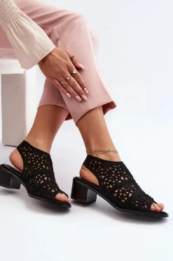Boto Sandały Ażurowe|Sandały Na Obcasie*Ażurowe Sandały Na Obcasie Czarne Serapina