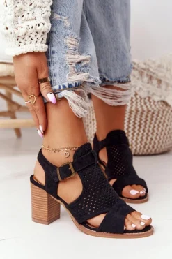 Evento Sandały Ażurowe|Sandały Na Obcasie*Ażurowe Sandały Na Słupku Czarne Hey Lover