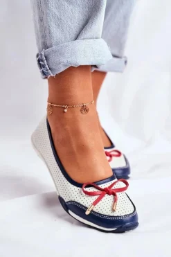 Evento Baleriny Skórzane|Baleriny Klasyczne*Ażurowe Skórzane Baleriny Biało-Czerwone Erdola