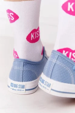 Big Star Shoes Trampki Damskie Big Star|Trampki Damskie Niskie*Ażurowe Trampki Damskie BIG STAR FF274037 Niebieskie