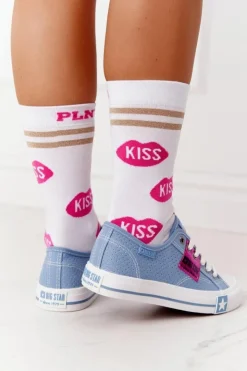 Big Star Shoes Trampki Damskie Big Star|Trampki Damskie Niskie*Ażurowe Trampki Damskie BIG STAR FF274037 Niebieskie