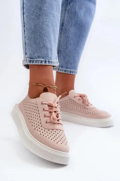 Damskie Boto Ażurowe Trampki Sneakersy Na Platformie Różowe Tanvi