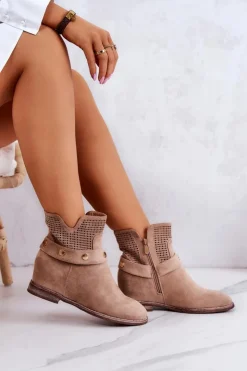 Damskie Damskie buty S.Barski Ażurowe Wiosenne Damskie Botki Beżowe Royale