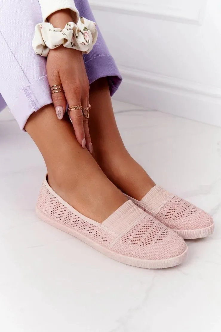 Boto Trampki Damskie Slip-On*Ażurowe Wsuwane Tenisówki Slip-On Różowe Chillout