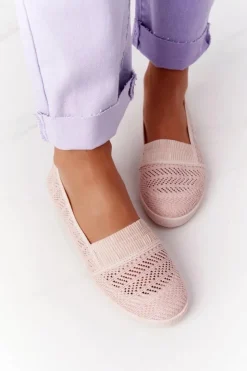 Boto Trampki Damskie Slip-On*Ażurowe Wsuwane Tenisówki Slip-On Różowe Chillout