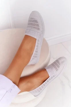 Damskie Boto Ażurowe Wsuwane Tenisówki Slip-On Szare Chillout