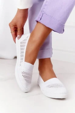 Online Boto Ażurowe Wsuwane Tenisówki Slip-On Białe Chillout