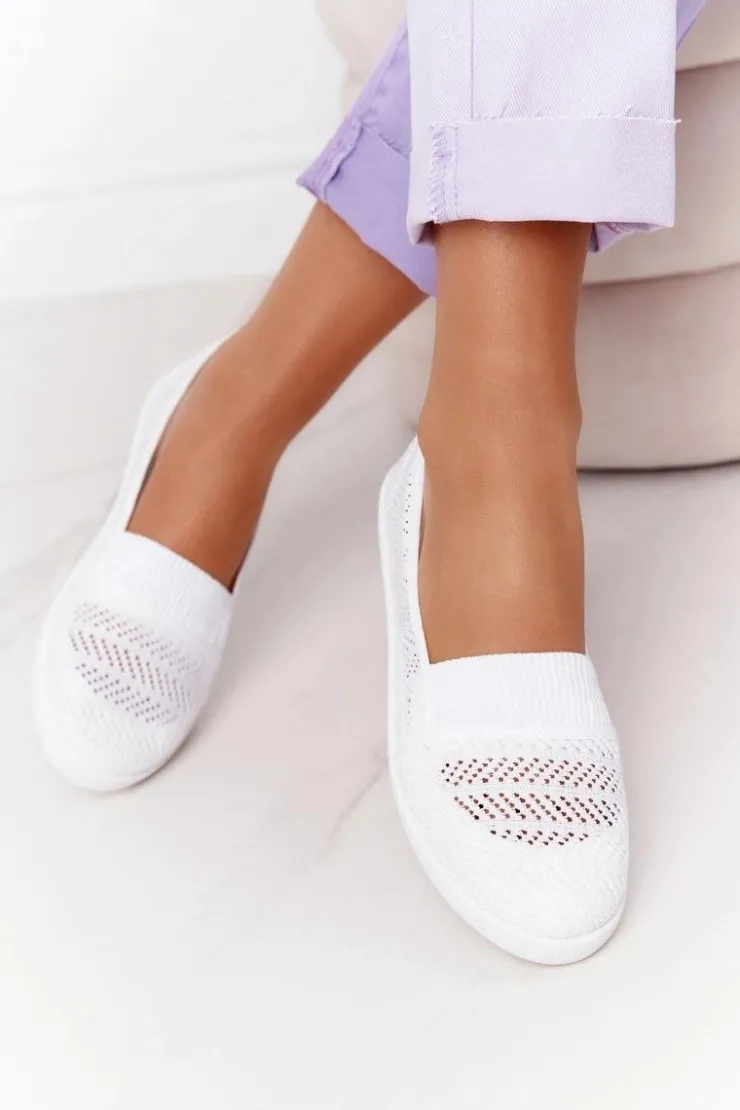 Online Boto Ażurowe Wsuwane Tenisówki Slip-On Białe Chillout