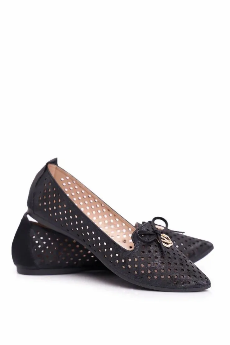 New Buty damskie Vinceza Baleriny Damskie Ażurowe Czarne Manam