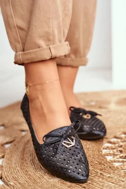 New Buty damskie Vinceza Baleriny Damskie Ażurowe Czarne Manam