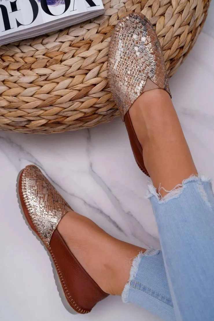 Damskie Maciejka Baleriny Damskie Brązowe 1930A-29/00-6