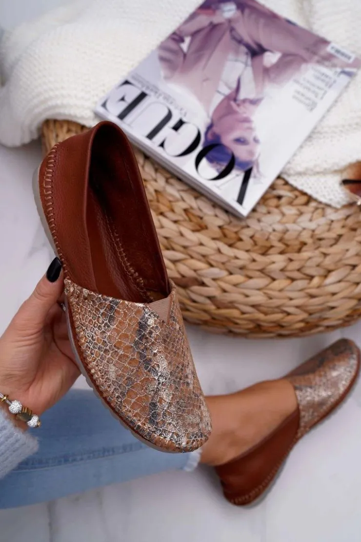 Damskie Maciejka Baleriny Damskie Brązowe 1930A-29/00-6