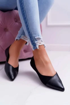 Damskie Boto Baleriny Damskie Czarne Tergo
