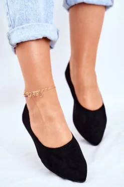 Boto Baleriny Klasyczne*Baleriny Damskie Eko-Zamsz Czarne Bellissima