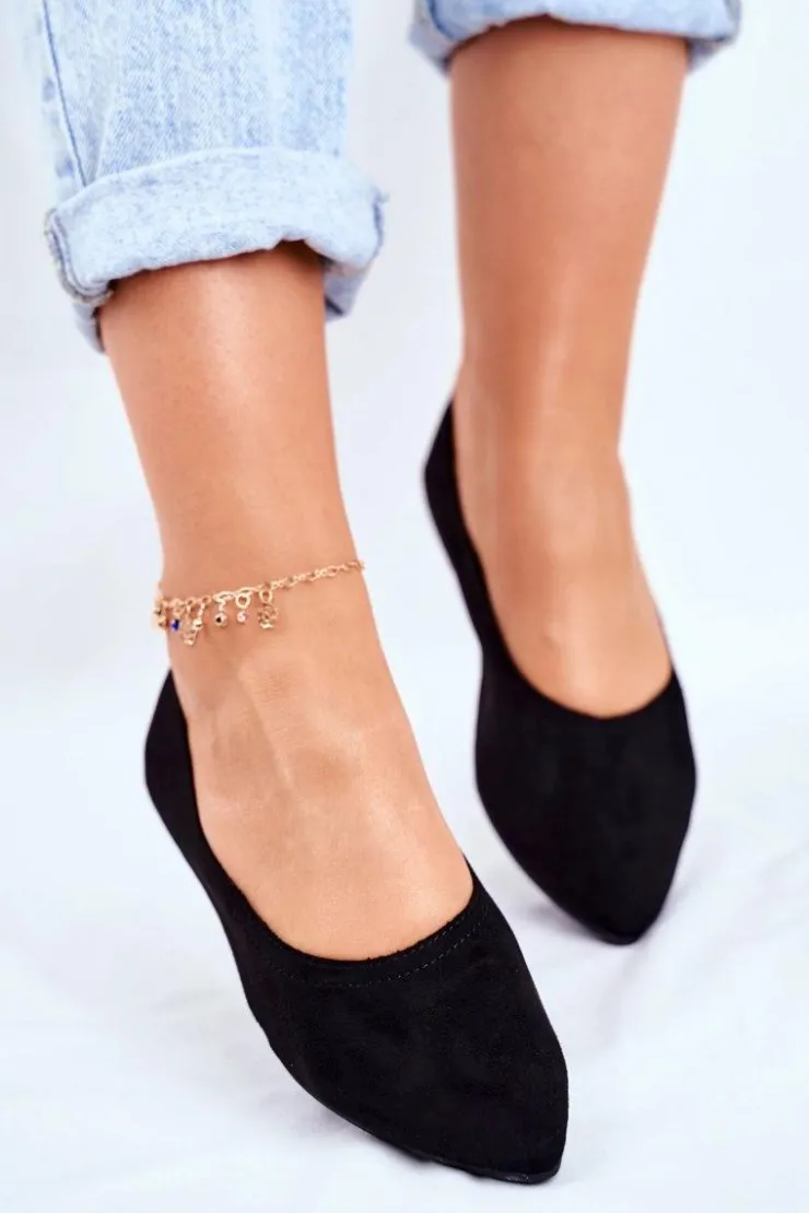 Boto Baleriny Klasyczne*Baleriny Damskie Eko-Zamsz Czarne Bellissima