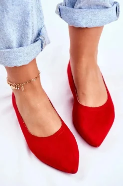 Damskie Boto Baleriny Damskie Eko-Zamsz Czerwone Bellissima